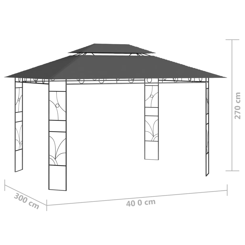 vidaXL Prieel 160 g/m² 4x3x2,7 m antracietkleurig