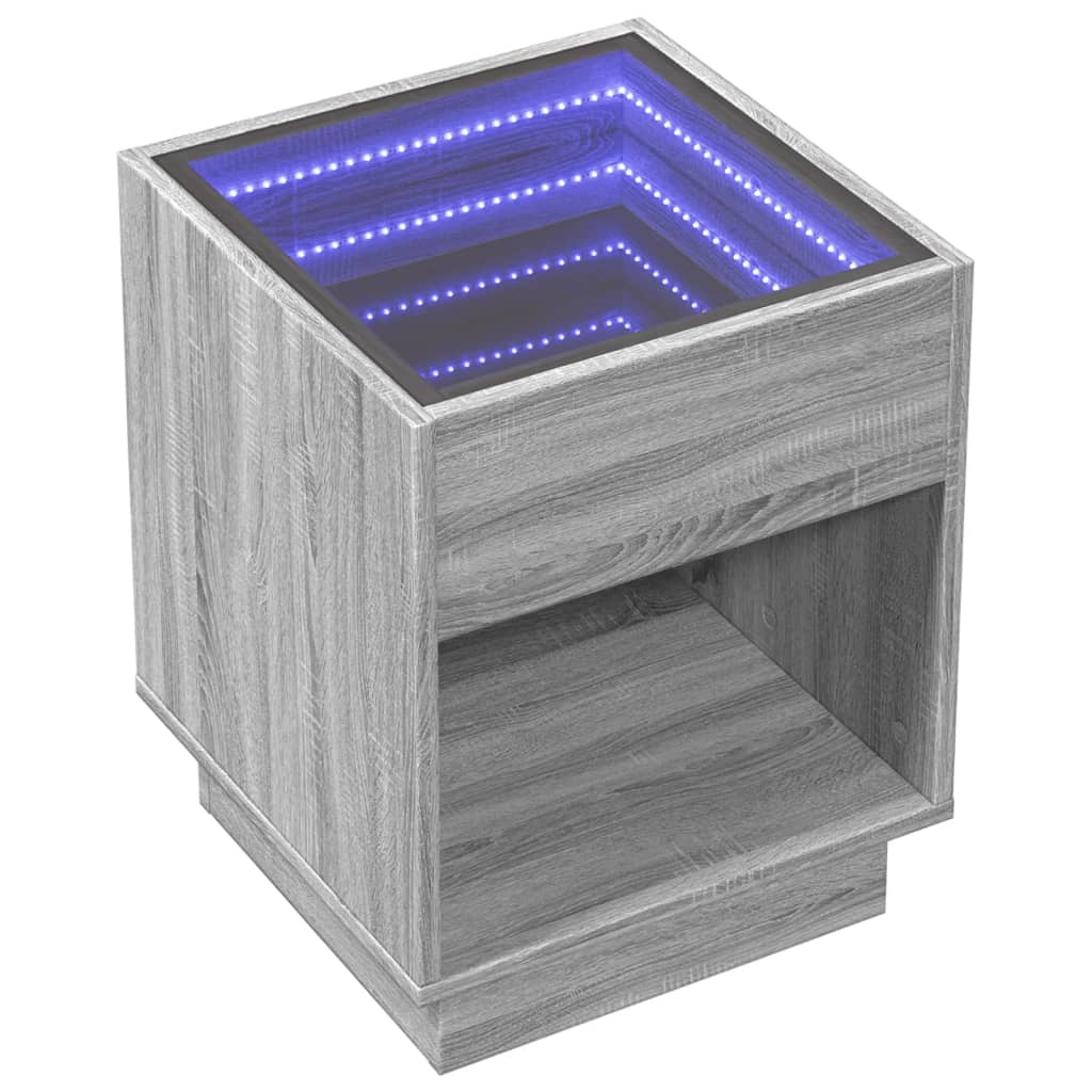 vidaXL Nachtkastje met Infinity LED 40x40x50 cm grijs sonoma eiken