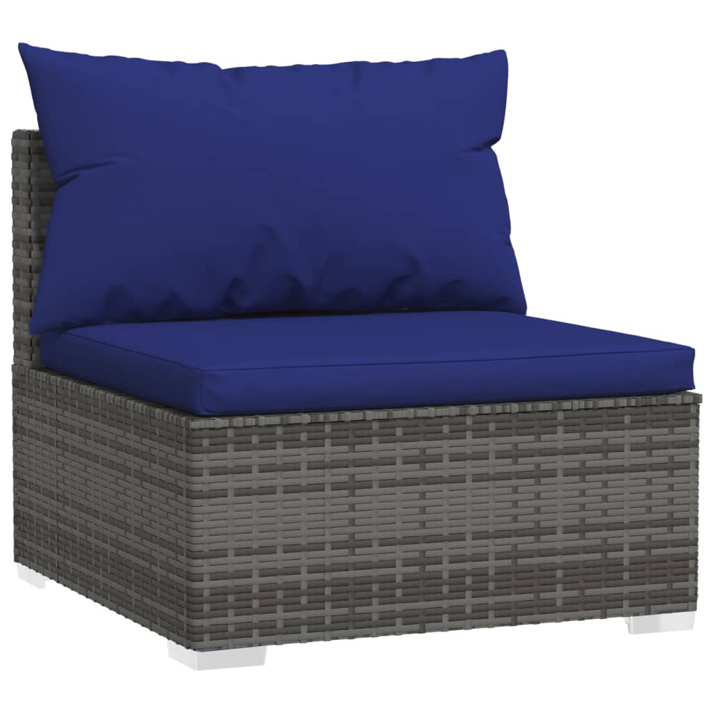 vidaXL 8-delige Loungeset met kussens poly rattan grijs