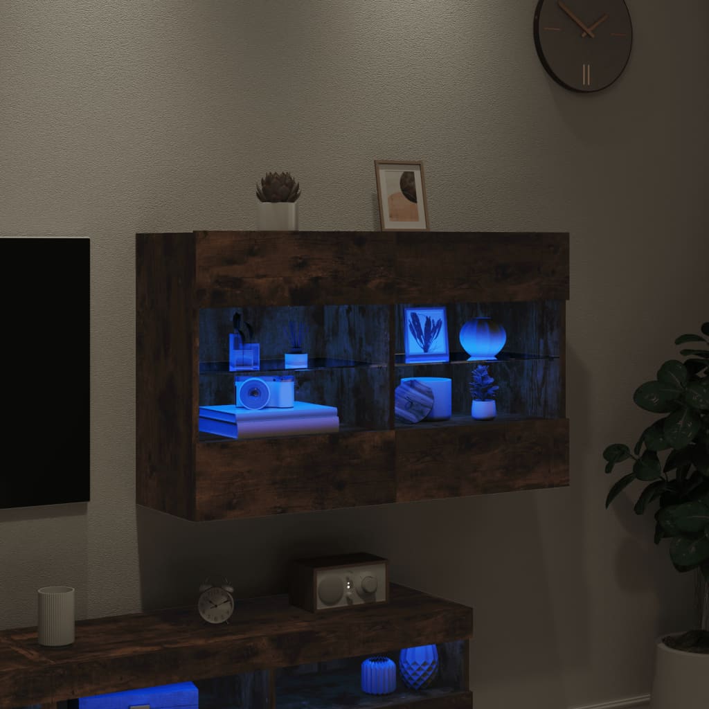vidaXL Tv-wandmeubel met LED-verlichting 98,5x30x60,5 cm gerookt eiken