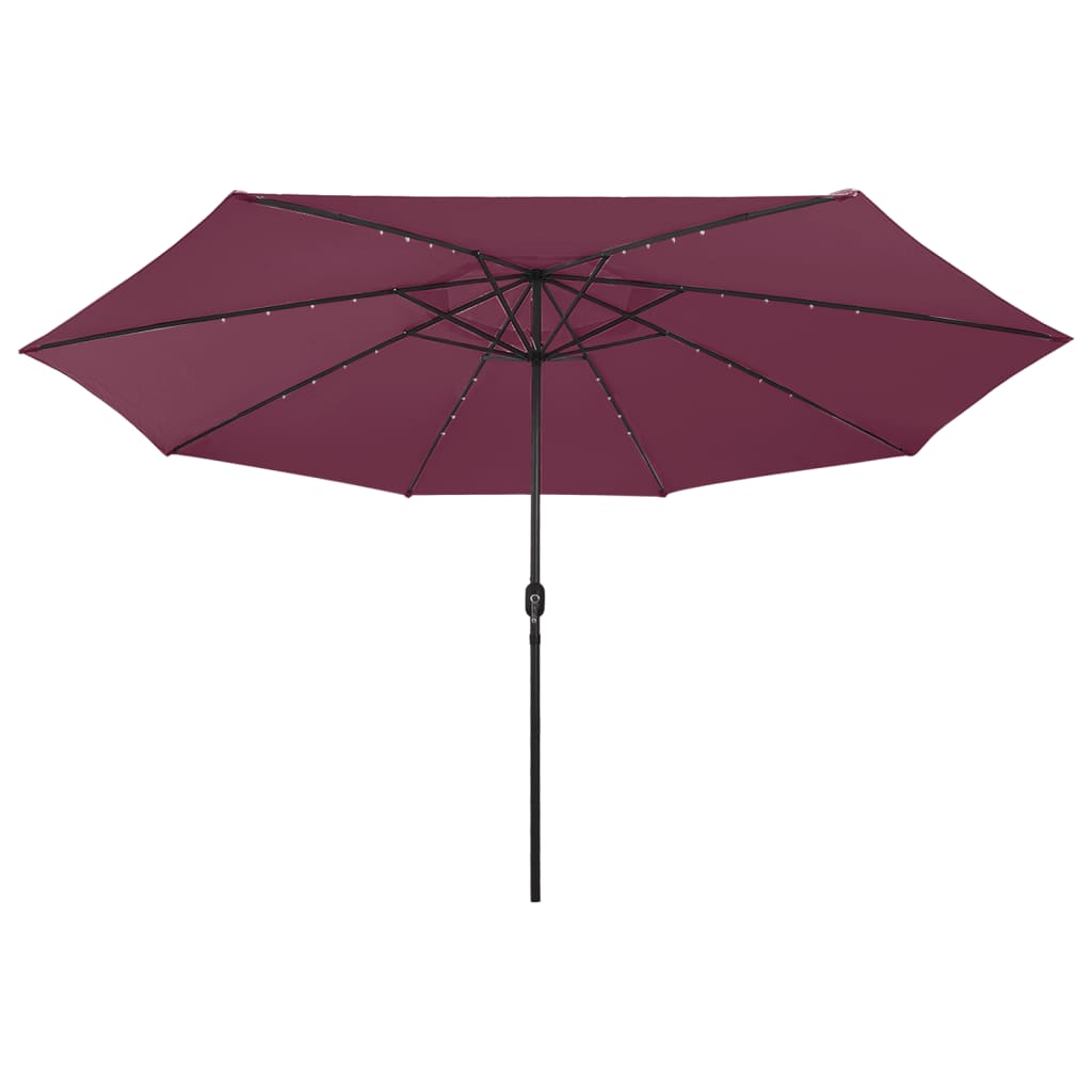 vidaXL Parasol met LED-verlichting 400 cm bordeauxrood