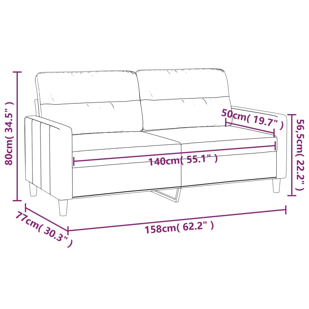 vidaXL Tweezitsbank 140 cm stof bruin