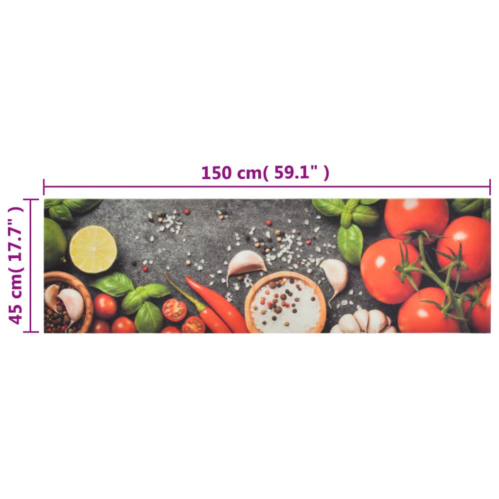 vidaXL Keukenmat wasbaar groenteprint 45x150 cm fluweel