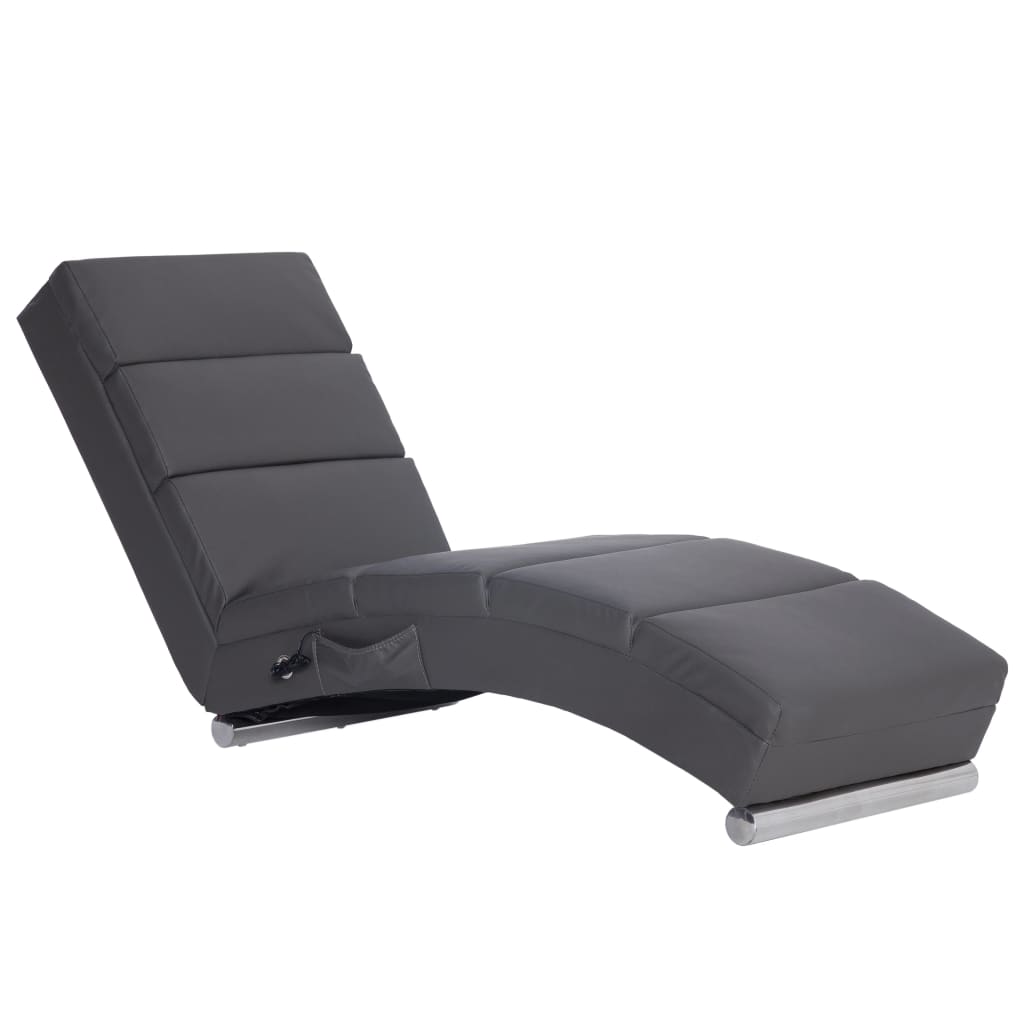 vidaXL Massage chaise longue kunstleer grijs