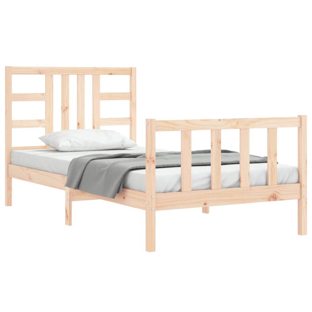 vidaXL Bedframe met hoofdbord massief hout 90x190 cm