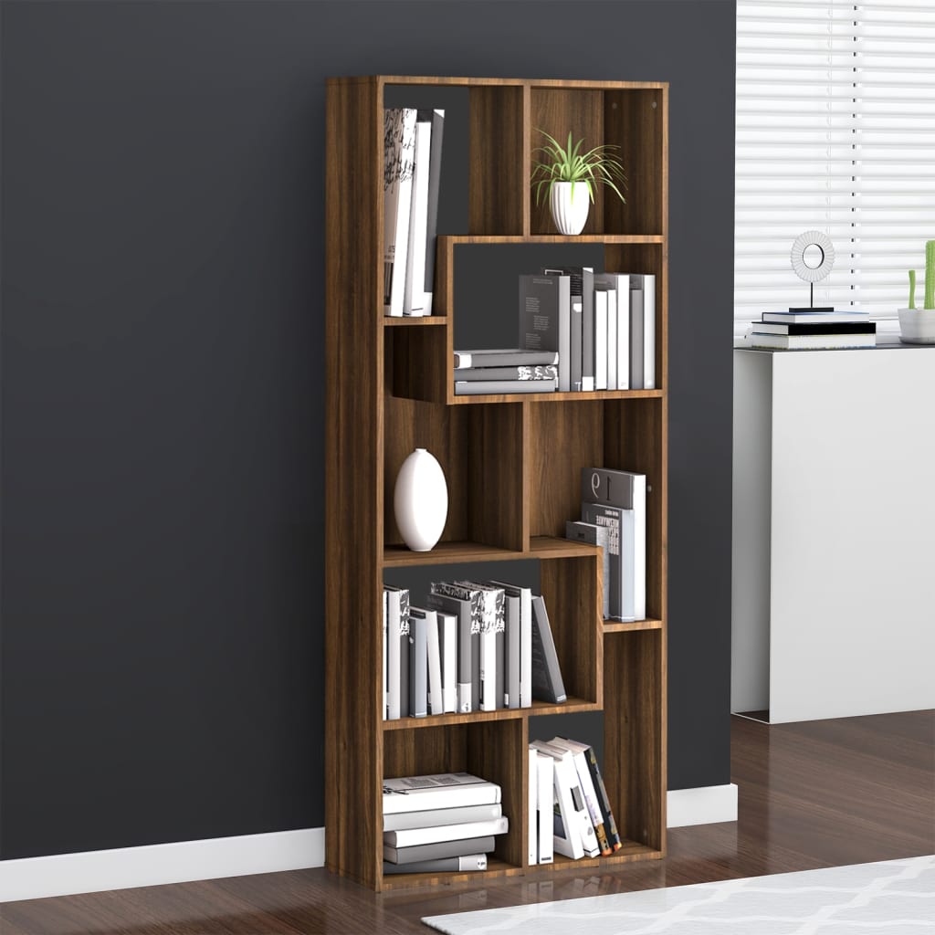 vidaXL Boekenkast 67x24x161 cm bewerkt hout bruin eikenkleur