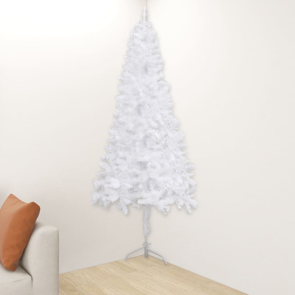 vidaXL Kunstkerstboom met verlichting hoek 240 cm PVC wit