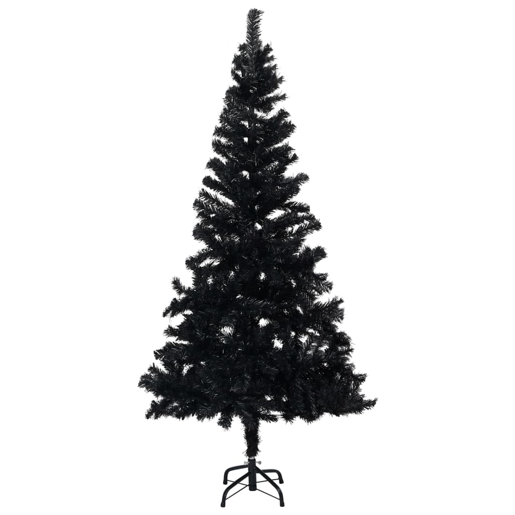 vidaXL Kunstkerstboom met verlichting en standaard 240 cm PVC zwart