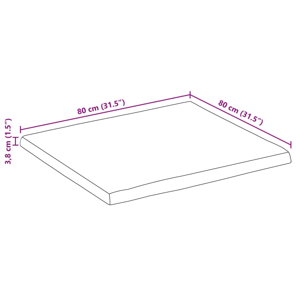 vidaXL Tafelblad met natuurlijke rand 80x80x3,8 cm massief mangohout