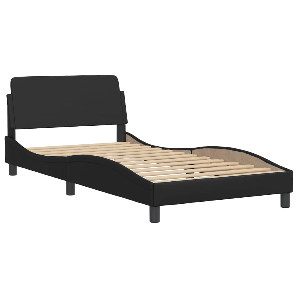 vidaXL Bedframe met hoofdbord kunstleer zwart 100x200 cm