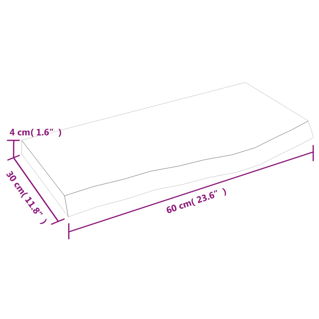 vidaXL Wastafelblad 60x30x(2-4) cm behandeld massief hout lichtbruin