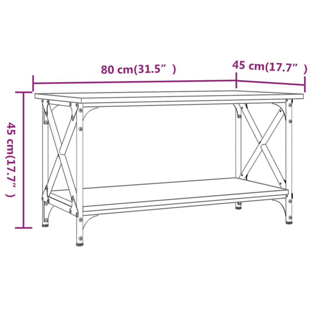 vidaXL Salontafel 80x45x45 cm bewerkt hout en ijzer zwart