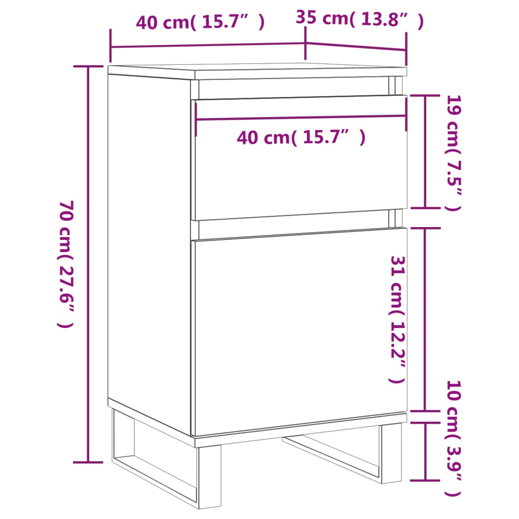 vidaXL Dressoir 40x35x70 cm bewerkt hout betongrijs