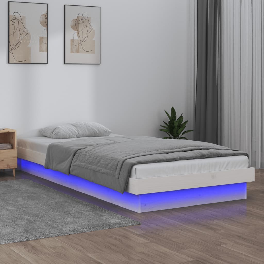 vidaXL Bedframe LED massief hout 90x200 cm
