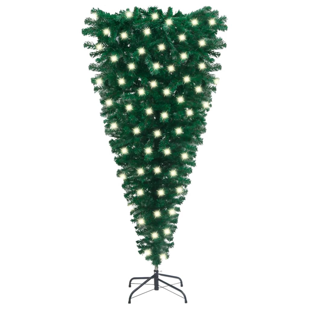 vidaXL Kunstkerstboom met verlichting ondersteboven 120 cm groen