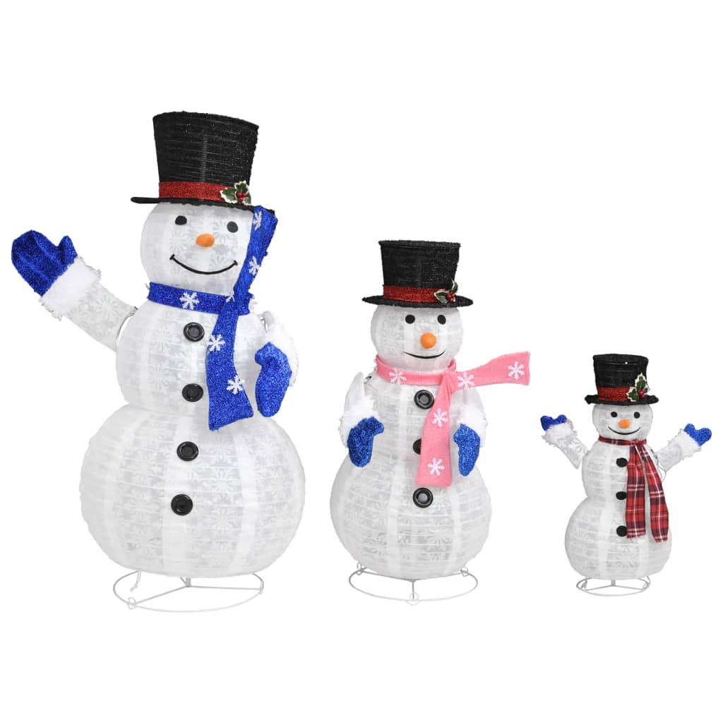 vidaXL Decoratieve sneeuwpoppenfamilie LED luxe stof