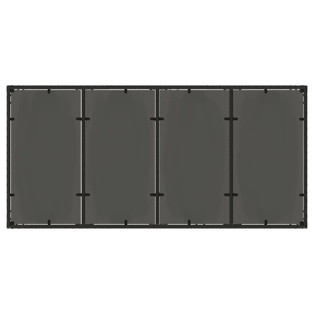 vidaXL Tuintafel met glazen blad 190x90x75 cm poly rattan zwart