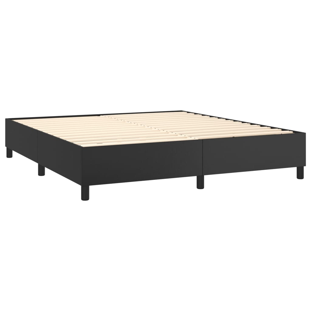 vidaXL Boxspring met matras en LED kunstleer zwart 180x200 cm