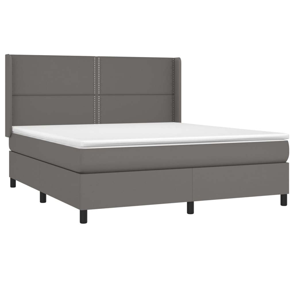 vidaXL Boxspring met matras en LED kunstleer grijs 160x200 cm