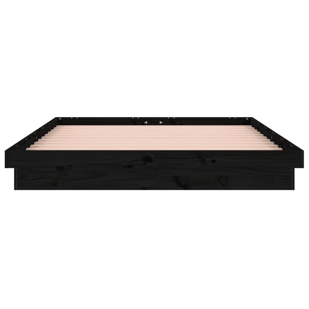 vidaXL Bedframe LED massief hout zwart 120x190 cm 4FT Small Double
