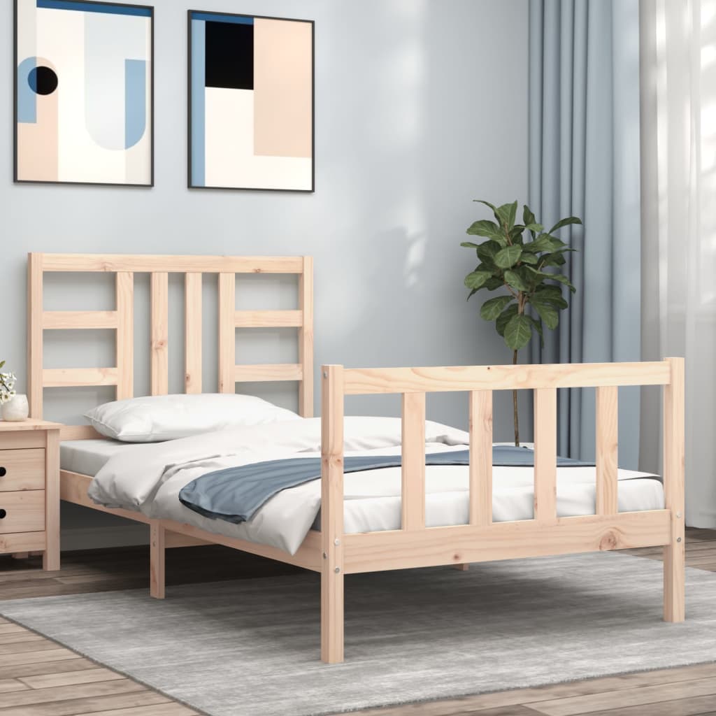 vidaXL Bedframe met hoofdbord massief hout 90x190 cm