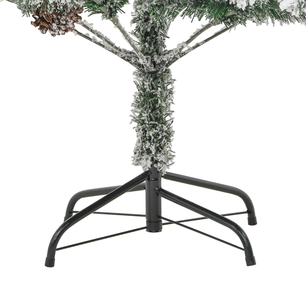 vidaXL Kerstboom met LED en dennenappels en sneeuw 195 cm PVC en PE