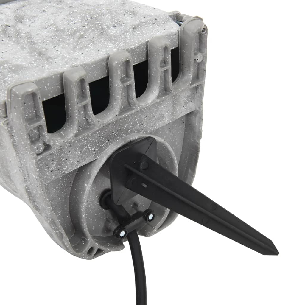 vidaXL Tuinstopcontact met grondpin lichtsensor 4-wegs steenlook grijs