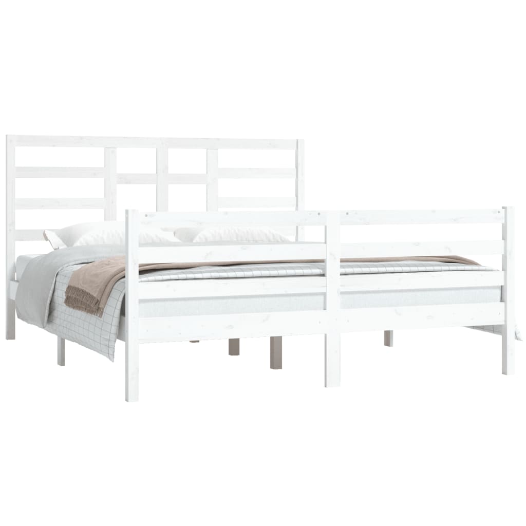 vidaXL Bedframe massief hout wit 160x200 cm