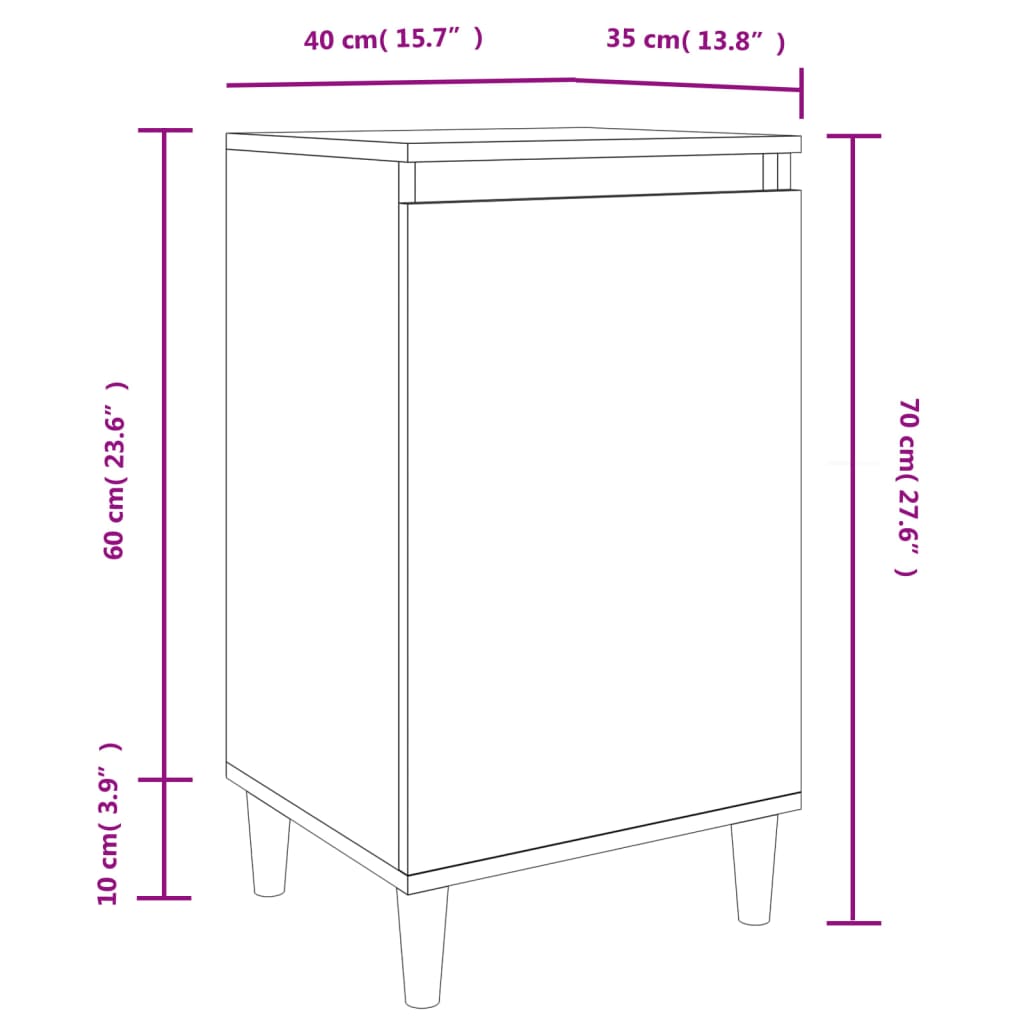 vidaXL Nachtkastjes 2 st 40x35x70 cm bewerkt hout wit