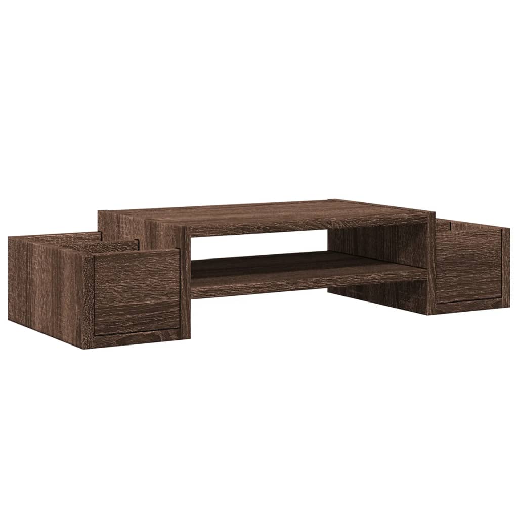 vidaXL Monitorstandaard met opbergruimte 70x27x15 cm hout bruin eiken