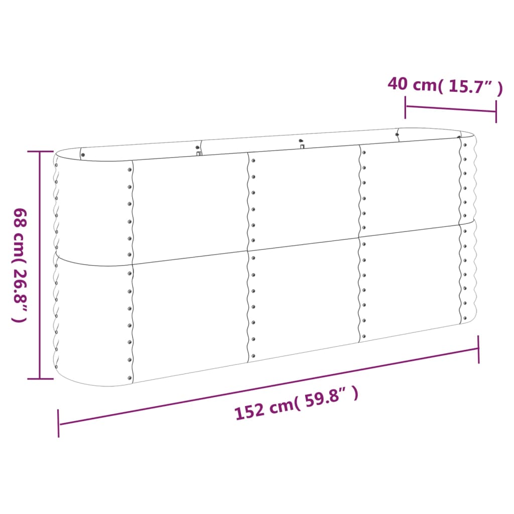 vidaXL Plantenbak 152x40x68 cm gepoedercoat staal groen