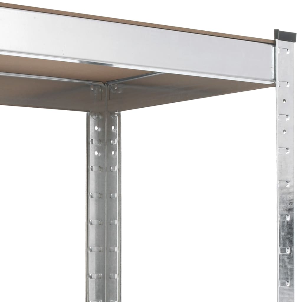 vidaXL Werktafel 5-laags met schappen staal & bewerkt hout zilverkleur