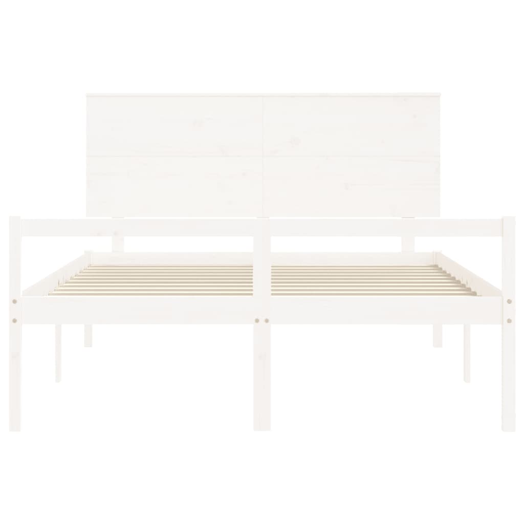 vidaXL Seniorenbed met hoofdbord massief hout wit 160x200 cm