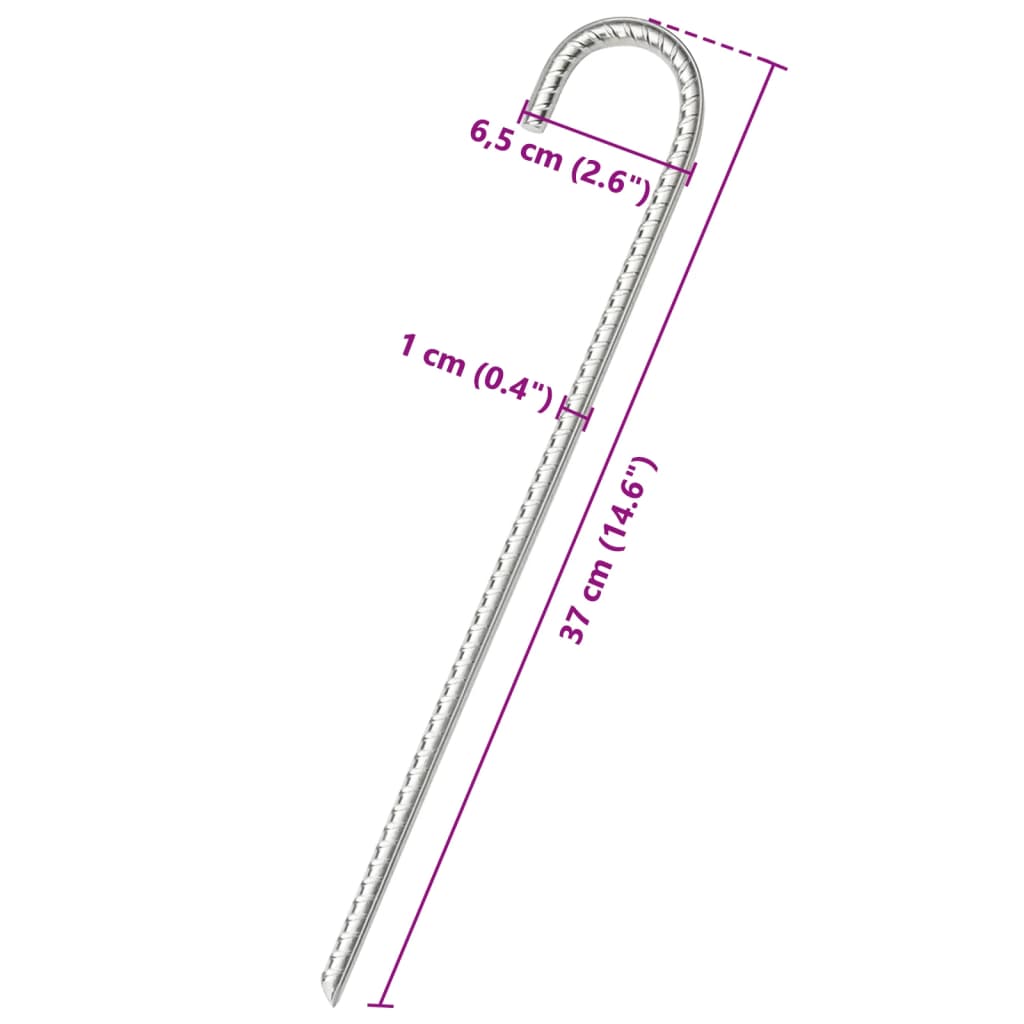 vidaXL Tentharingen 6 st Ø10 mm 37 cm gegalvaniseerd staal