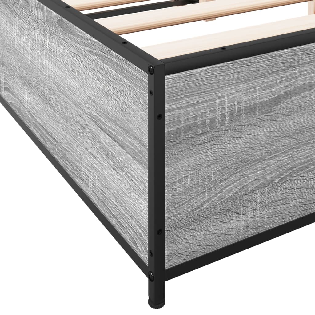 vidaXL Bedframe bewerkt hout metaal grijs sonoma eiken 140x200 cm