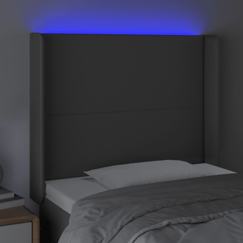 vidaXL Hoofdbord LED 93x16x118/128 cm kunstleer grijs