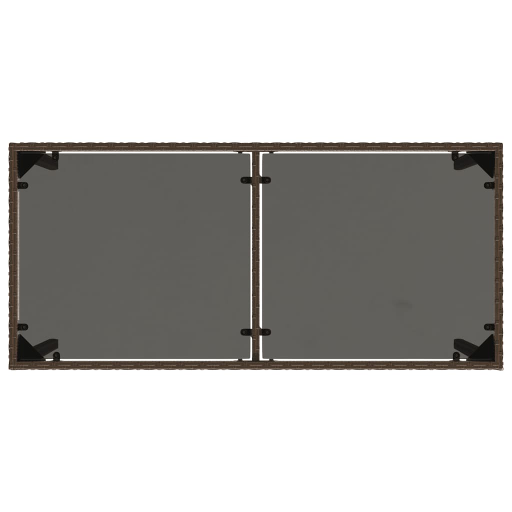 vidaXL Tuintafel met glazen blad 115x54x74 cm poly rattan bruin