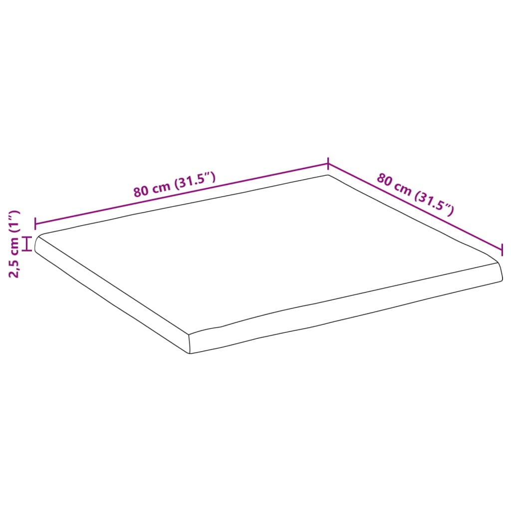 vidaXL Tafelblad met natuurlijke rand 80x80x2,5 cm massief mangohout