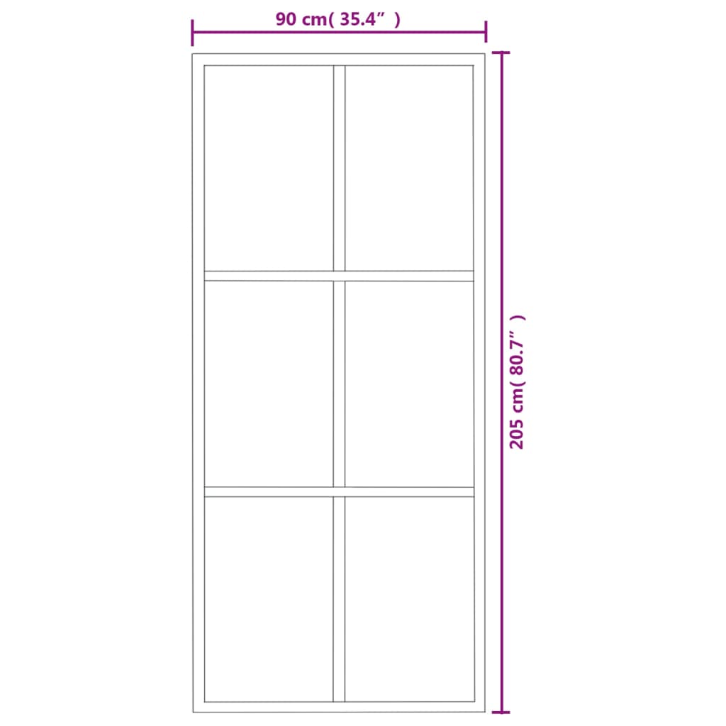 vidaXL Schuifdeur 90x205 cm ESG-glas en aluminium zwart