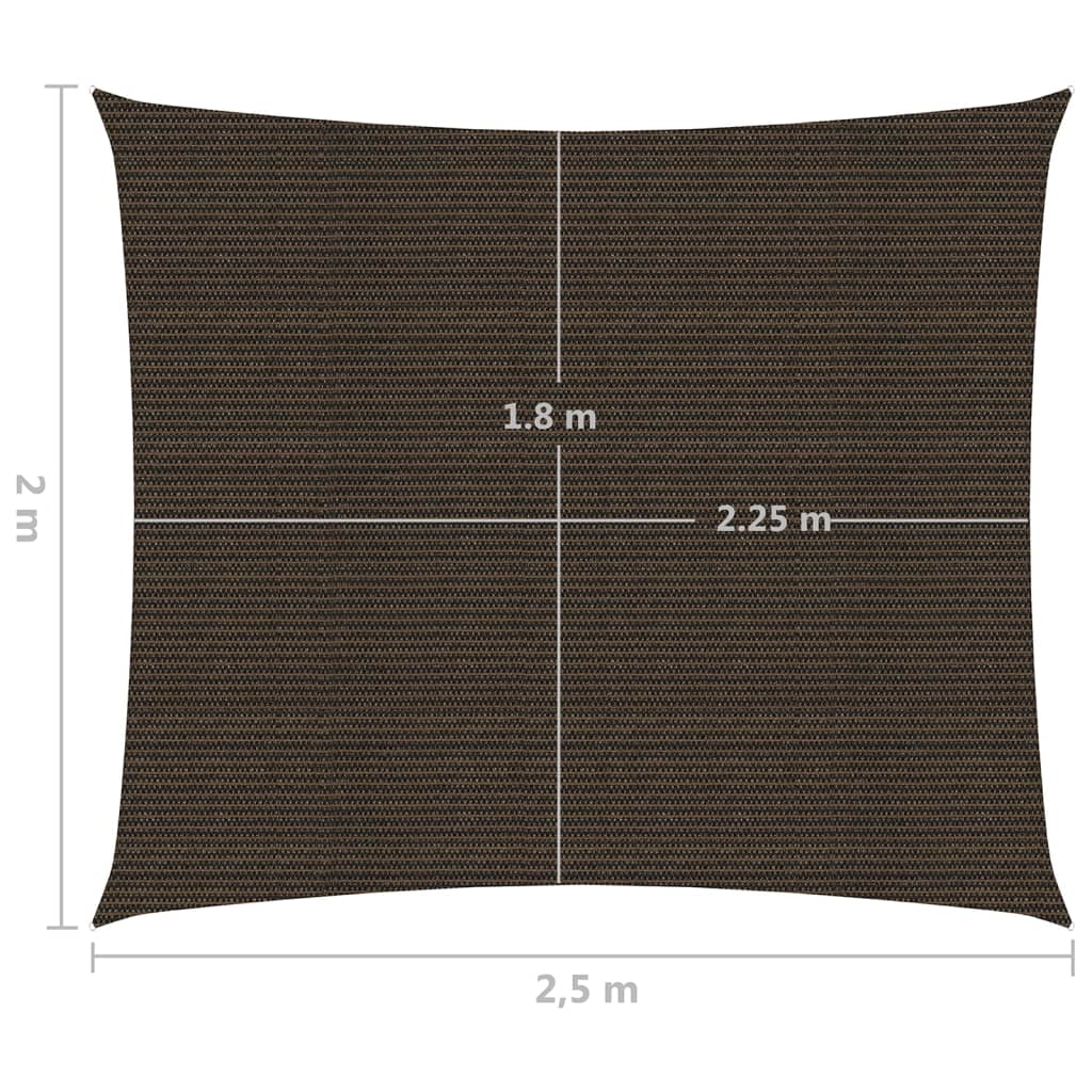 vidaXL Zonnezeil 160 g/m² 2x2,5 m HDPE bruin