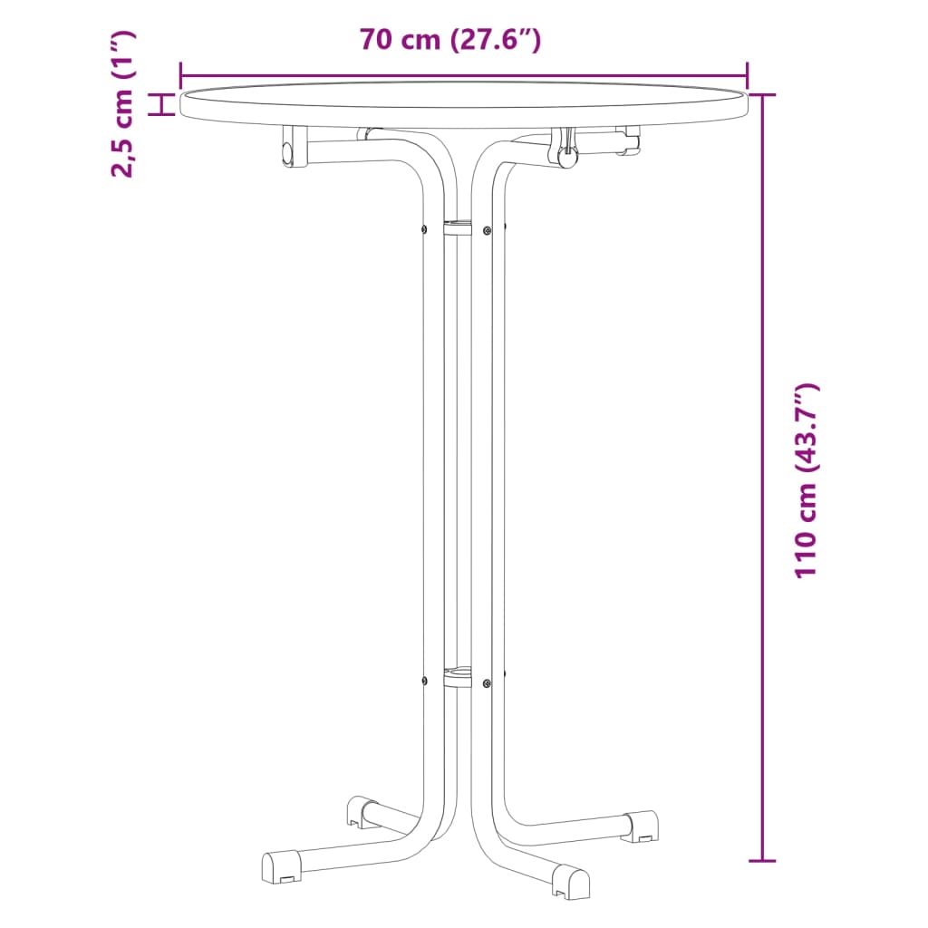 vidaXL Eettafel Ø 70x110 cm bewerkt hout en staal zwart