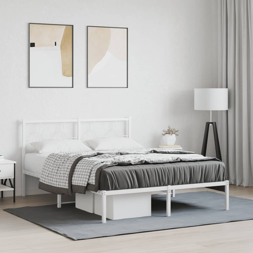 VidaXL Bedframe Met Hoofdbord Metaal Zwart 120x190 cm, Twijfelaar, Bedbodem, Slaapkamermeubel, Tweepersoonsbed