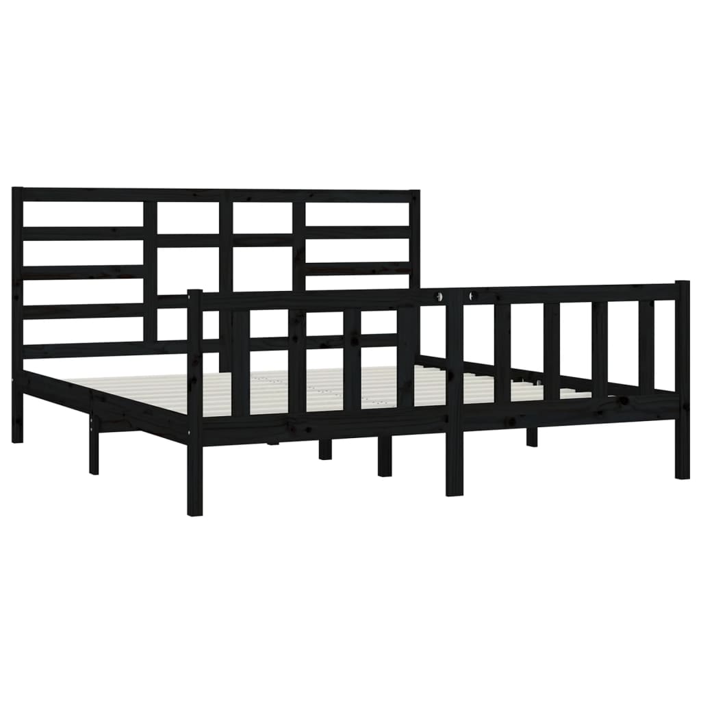 vidaXL Bedframe massief grenenhout zwart 200x200 cm