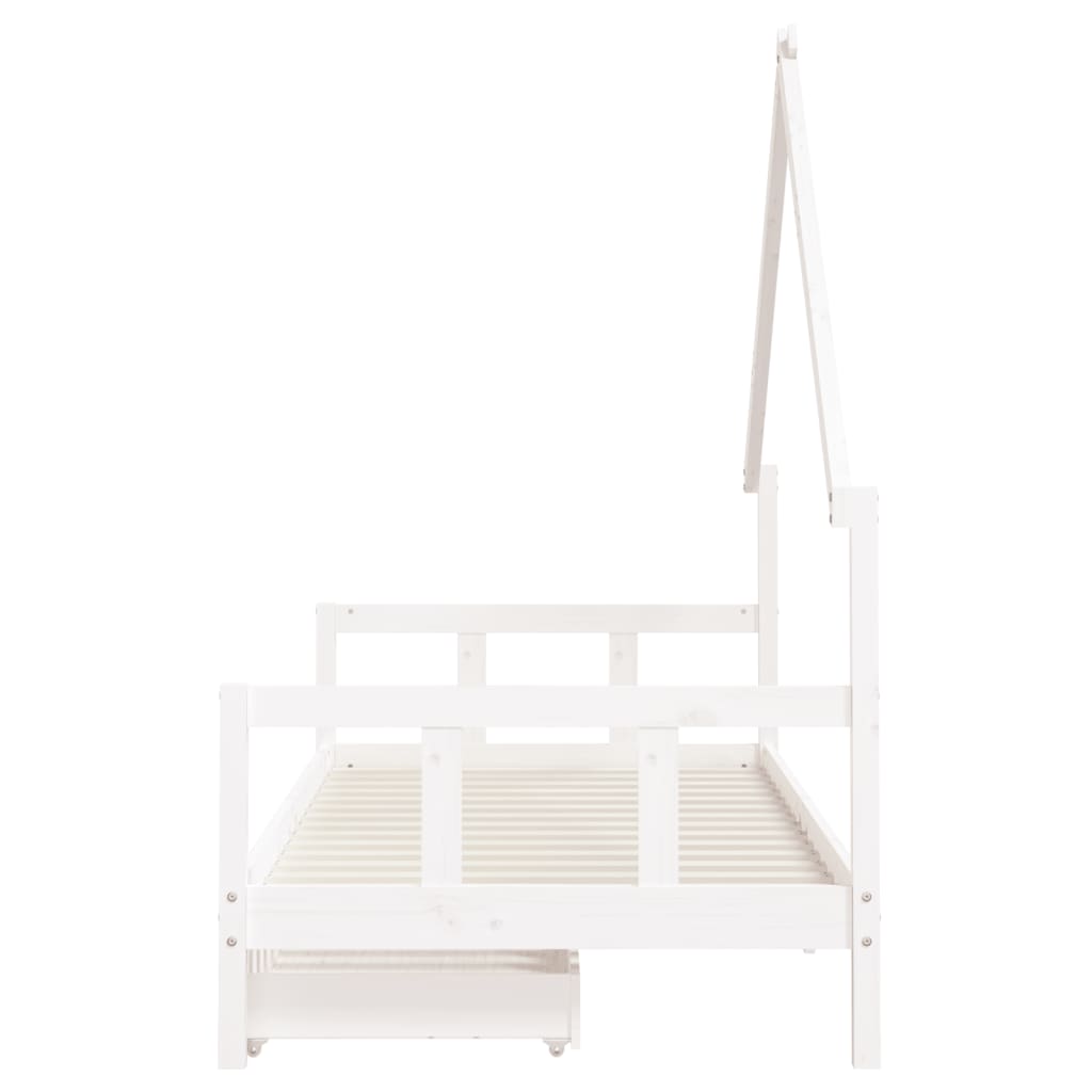 vidaXL Kinderbedframe met lades 90x200 cm massief grenenhout wit