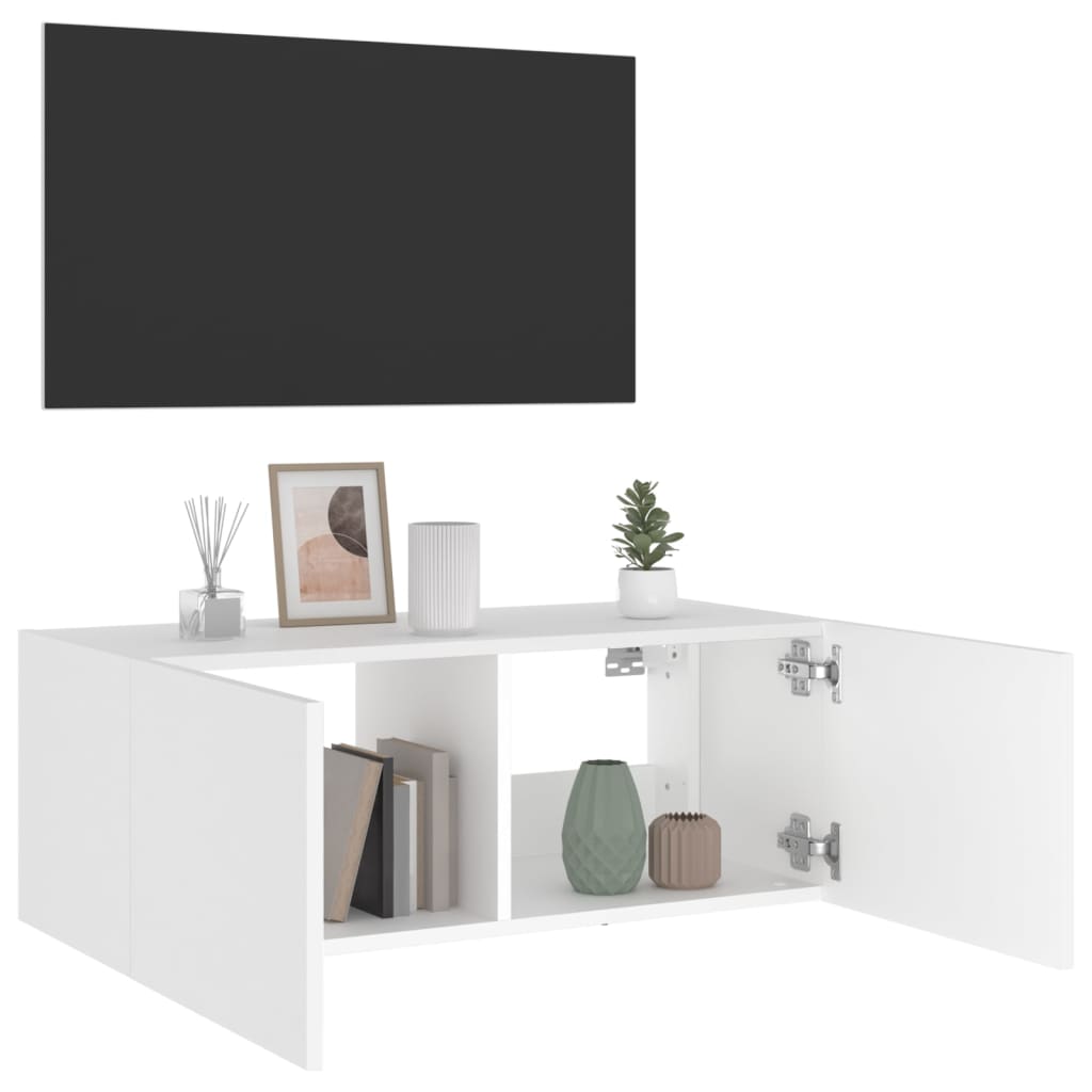 vidaXL Tv-wandmeubel met LED-verlichting 80x35x31 cm wit