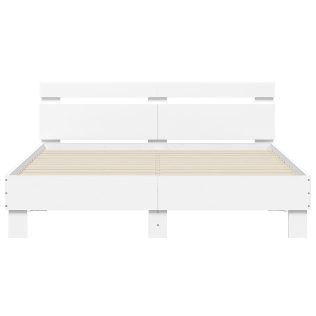 vidaXL Bedframe met hoofdbord bewerkt hout wit 140x190 cm