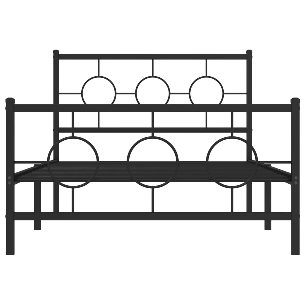 vidaXL Bedframe met hoofd- en voeteneinde metaal zwart 107x203 cm