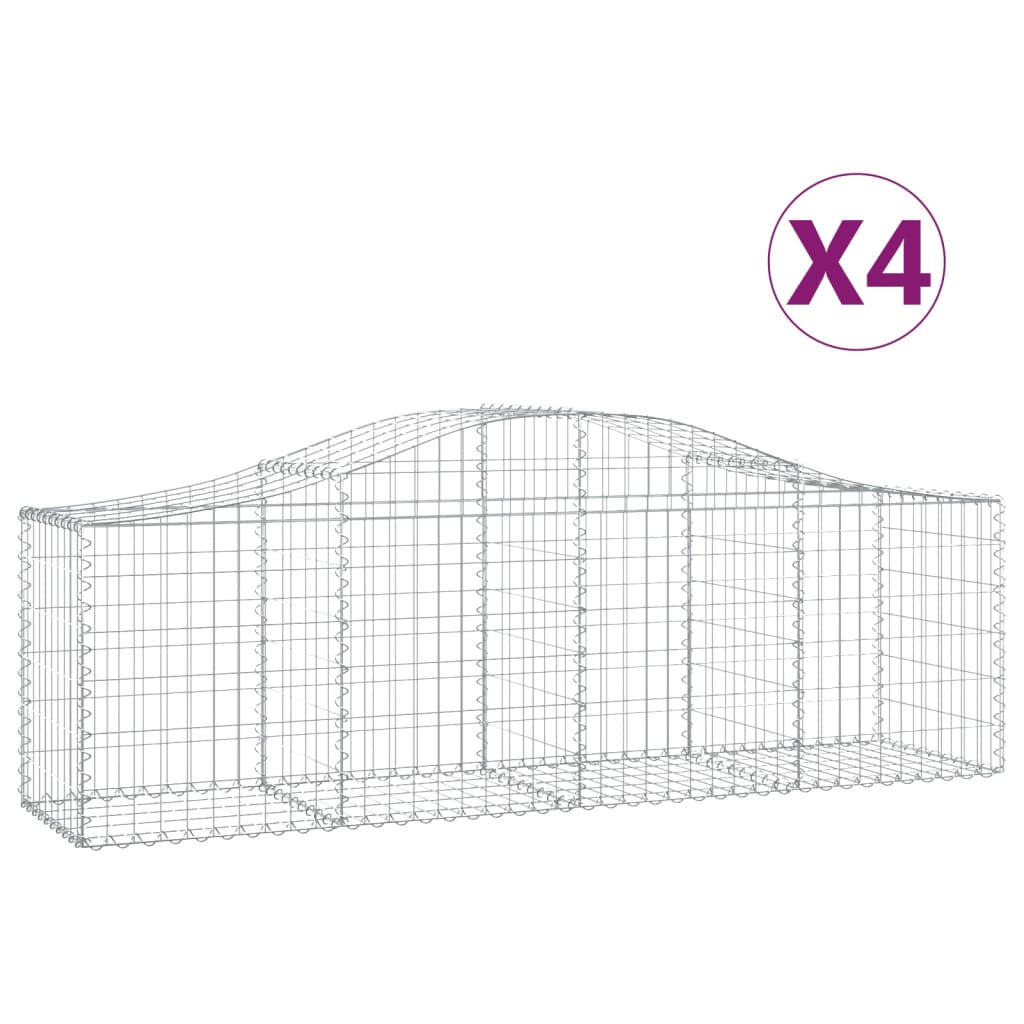 vidaXL Schanskorven 4 st gewelfd 200x50x60/80 cm gegalvaniseerd ijzer