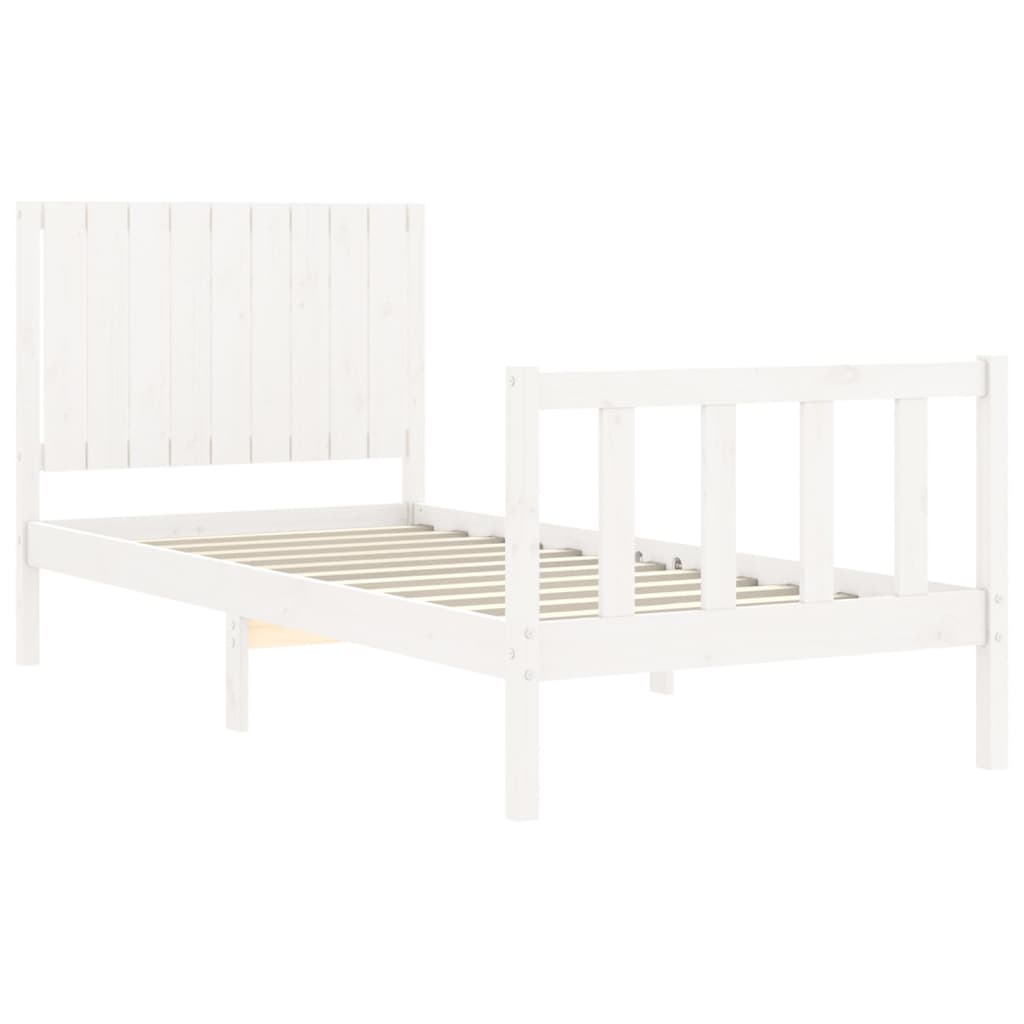 vidaXL Bedframe met hoofdbord massief hout wit