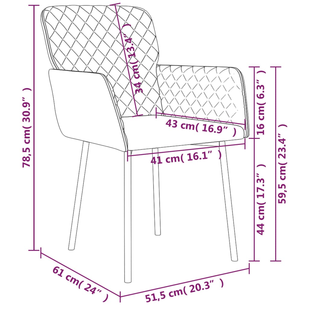 vidaXL Eetkamerstoelen 2 st fluweel blauw